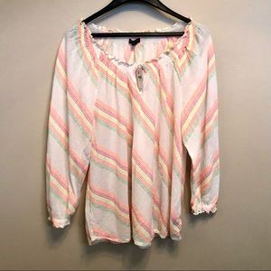 Lane Bryant Neon Striped Peasant Shirt NWT sz 22/24